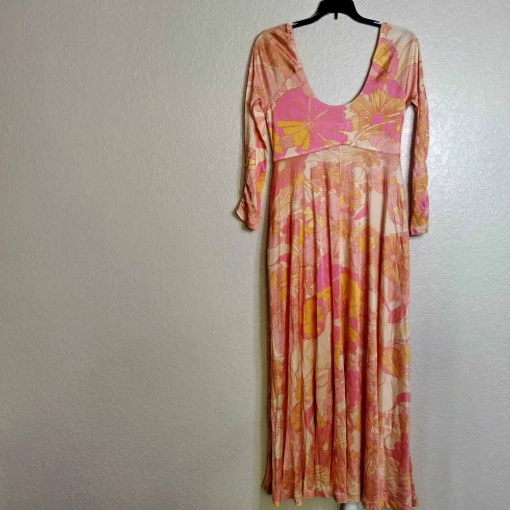 NWT Free People Women's First Date Floral Scoop Neck Maxi Dress Sz S